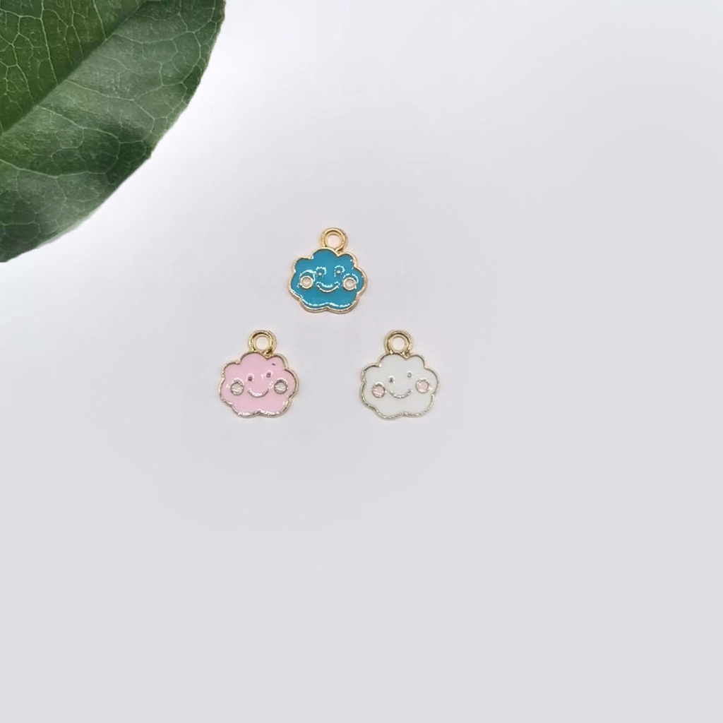 Bộ 10 Mặt Dây Chuyền Hợp Kim Tráng Men Hình Đám Mây Mặt Cười