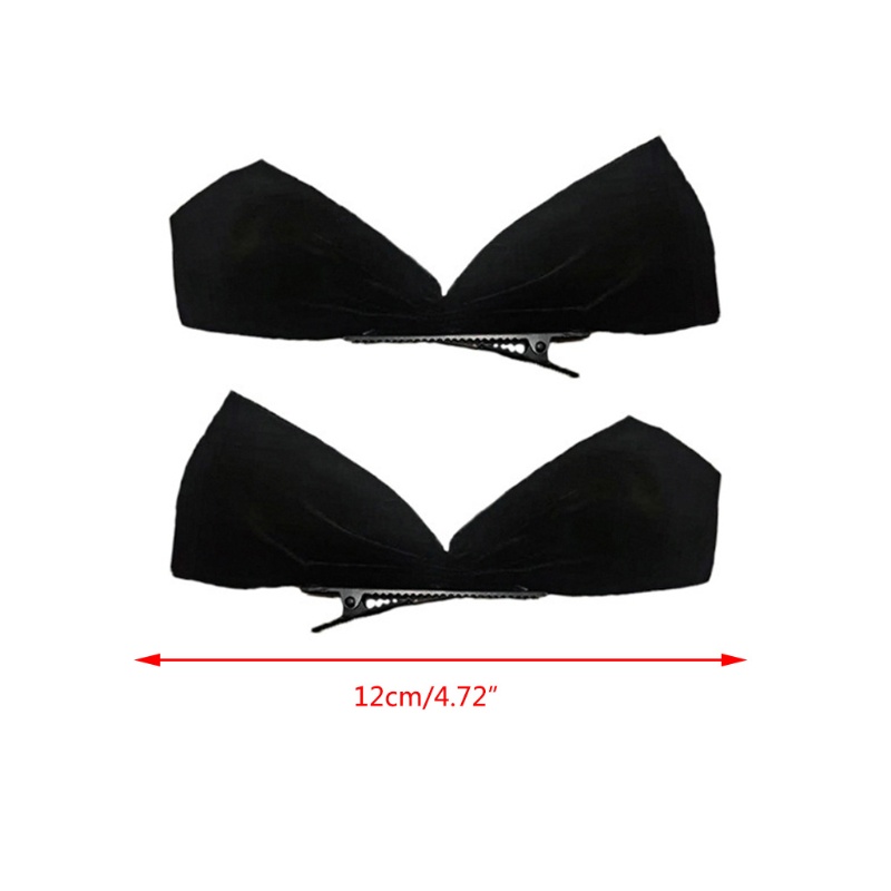 Set 2 Kẹp Tóc Nơ Lớn Bằng Nhung Màu Trơn Thời Trang Vintage Dành Cho Nữ