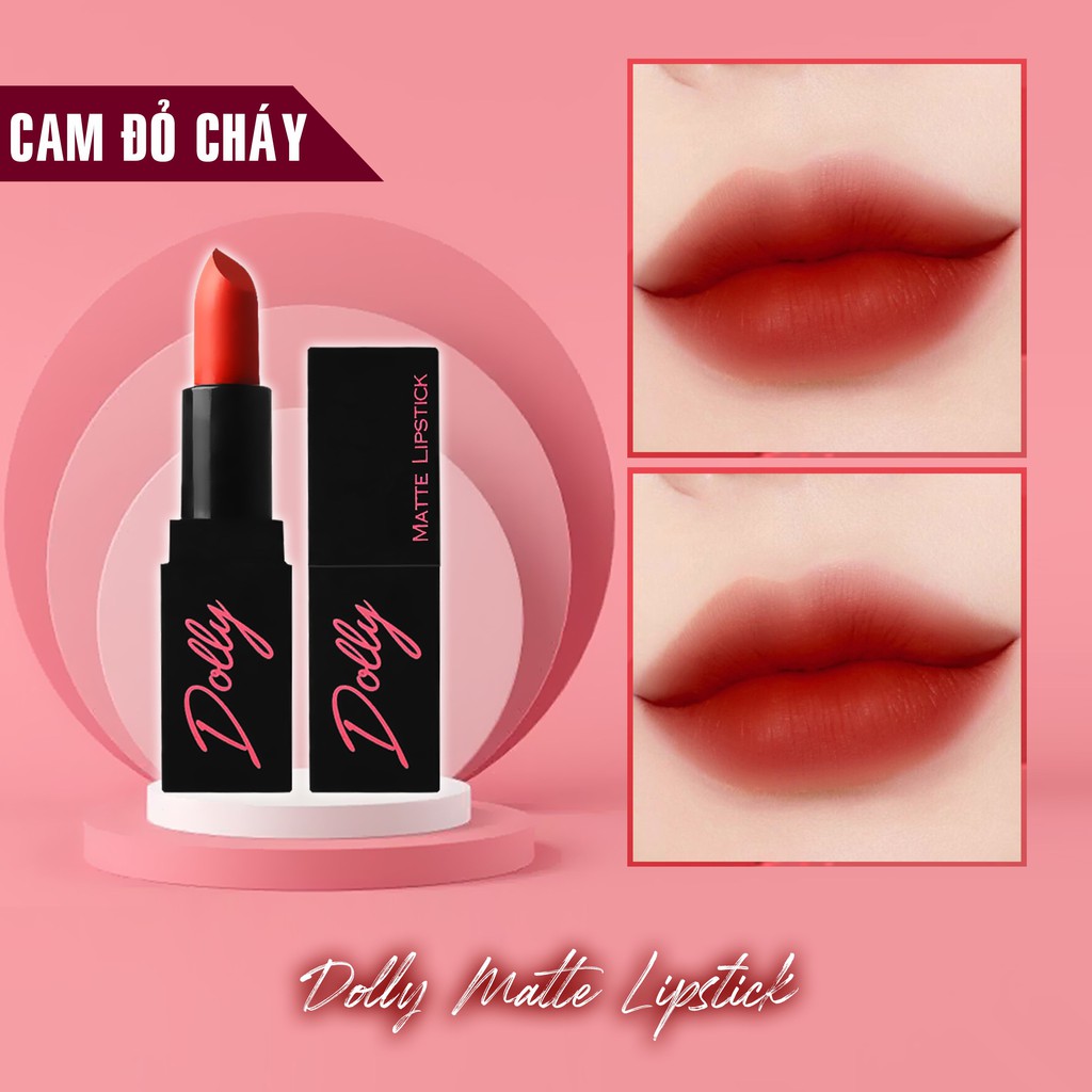 Hót! [Cam Đỏ Cháy ] Son Sáp Phủ Phấn Dolly Không Chì Màu Cam Đỏ Cháy( được chọn màu) | BigBuy360 - bigbuy360.vn