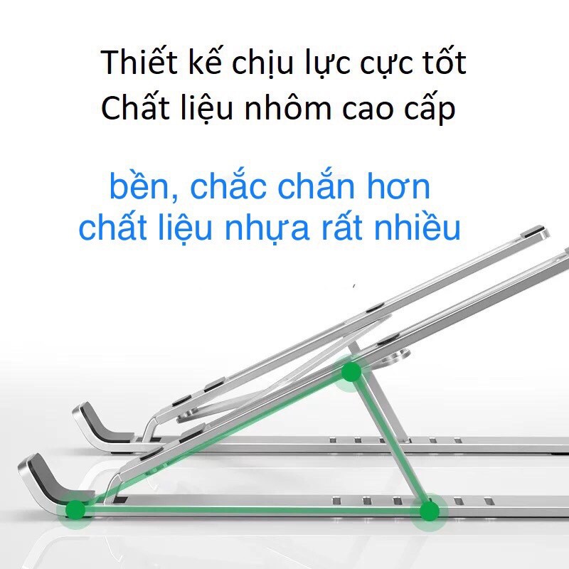 Giá đỡ Laptop,máy tính bảng,ipad hợp kim nhôm xếp gọn,điều chỉnh độ cao 7 cấp thiết kế tản nhiệt cho văn phòng