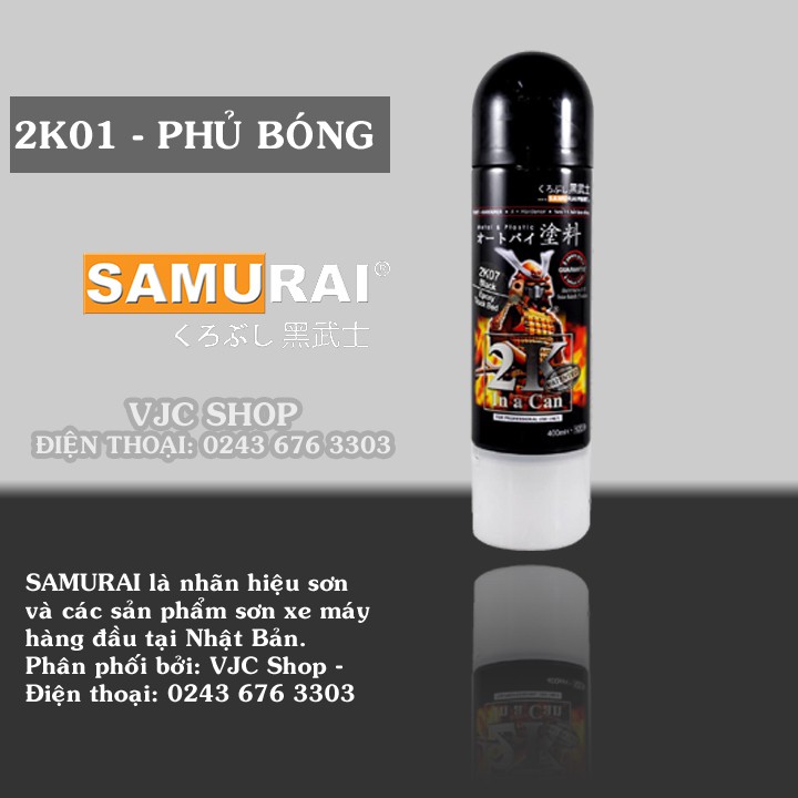 Chai sơn xịt sơn xe máy cao cấp SAMURAI sơn bóng mã 2K01 dung tích 400 ml