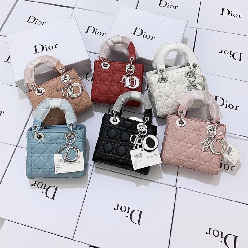 Siêu Rẻ - DI O Lady Bản 3 Ô Da Lì Khóa Bạc Full Box Siêu Đẹp