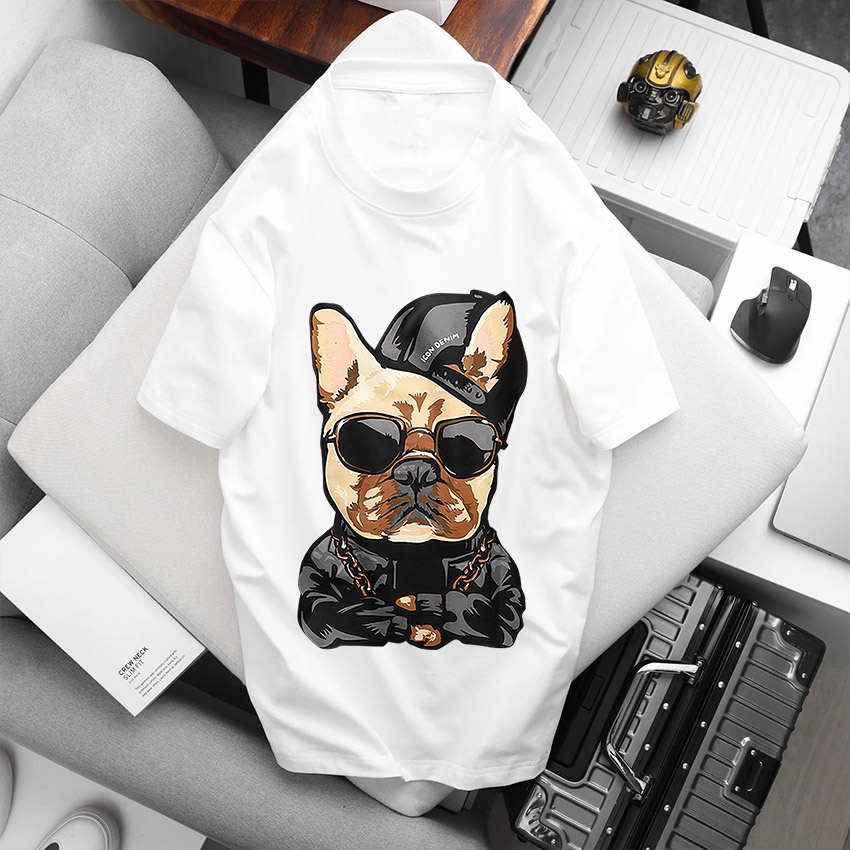 Áo thun in hình BEEBEE DOGS PITBULL đeo kính-DPB001 100% COTTON