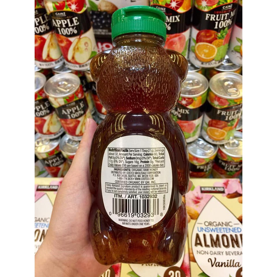 Mật ong Kirkland Organic Raw Honey Mỹ