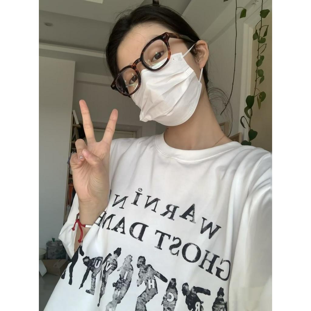 「 WELOVE1 」Áo Thun Cotton Tay Ngắn Cổ Tròn In Họa Tiết Thời Trang Dành Cho Nữ