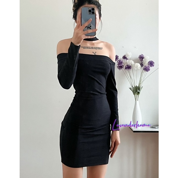Đầm Body Dây Cổ Trễ Vai ( Ảnh tự chụp)Dây cổ TV