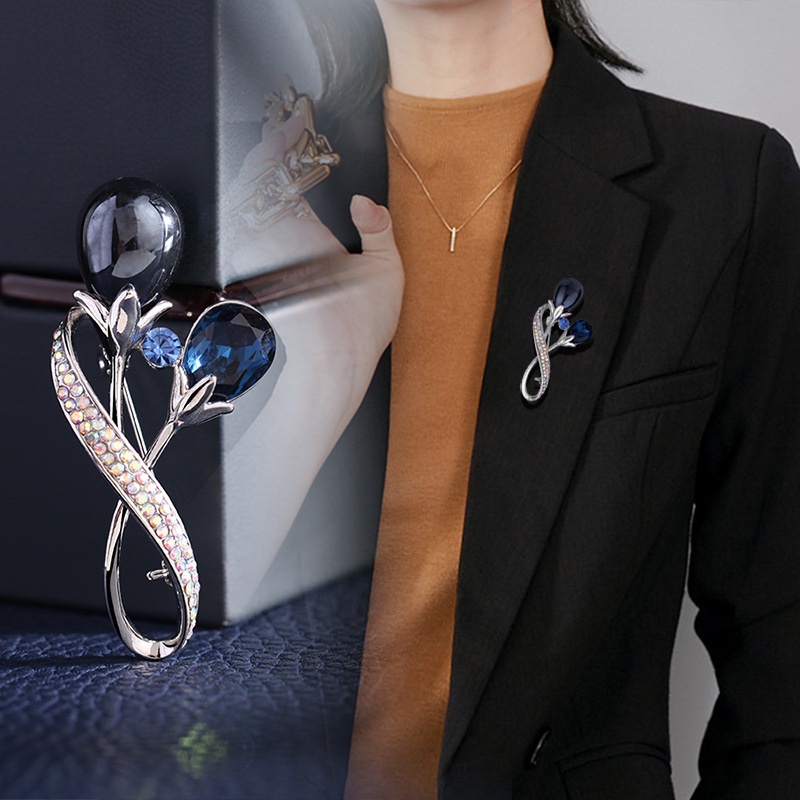 Ghim Cài Áo Đính Đá Phong Cách Hoàng Gia Thời Trang Cho Nữ