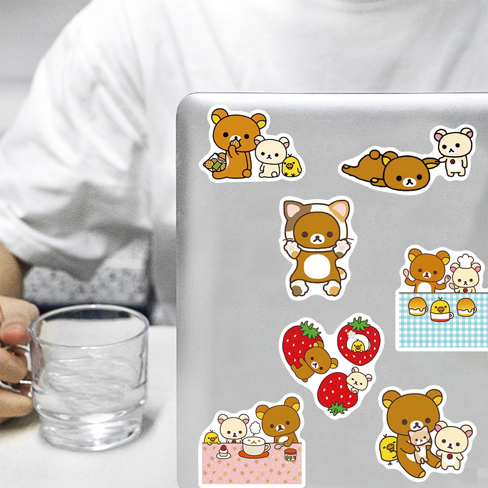 Set 50 sticker hình gấu Rilakkuma dễ thương trang trí đa năng