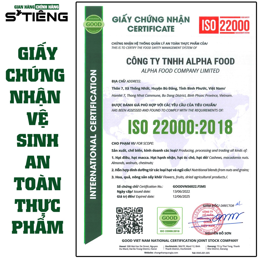 Hạt Điều Sấy Chín Nguyên Vị Không Muối STIENG Sạch Vỏ