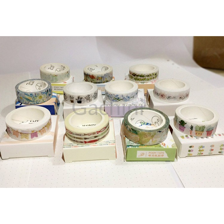 Băng dính washi tape hoa cỏ trang trí planner, bujo, scrapbook cực xinh WST118