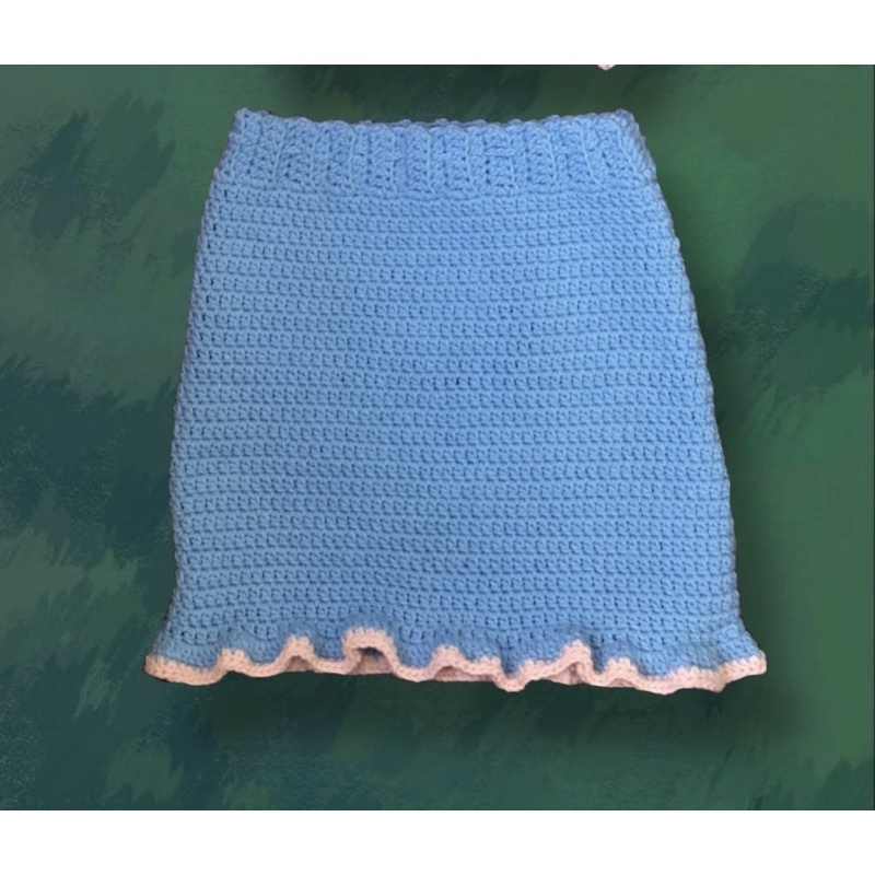 Set áo váy viền sóng móc len 🌊