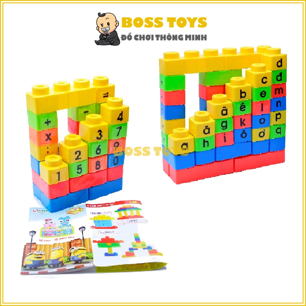 Lego Xếp Hình Chữ Cái, Chữ Số Giúp Bé Vừa Học Vừa Chơi SATO, Made in Việt Nam