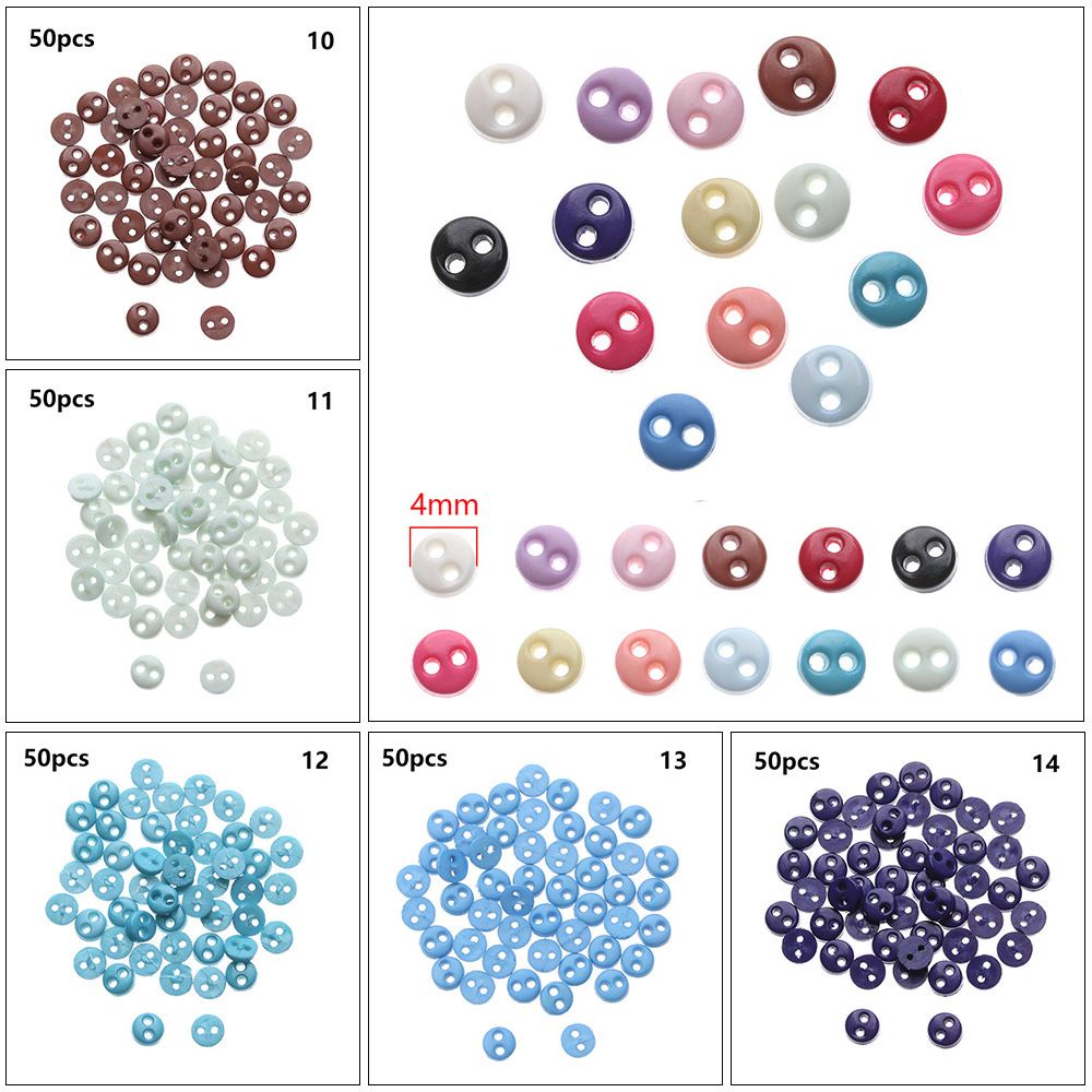 Bộ 50 nút nhựa mini màu kẹo dễ thương cho búp bê 4mm
