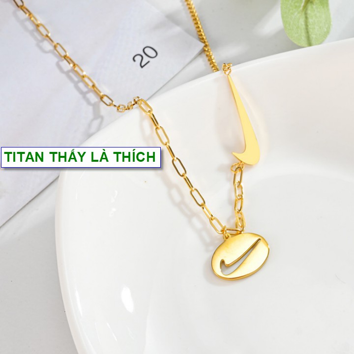 Dây chuyền vàng hàn quốc nữ titan phối dây cực chất - Hàng chuẩn titan màu sắc bóng đẹp - Cam kết 1 đổi 1 nếu gỉ sét