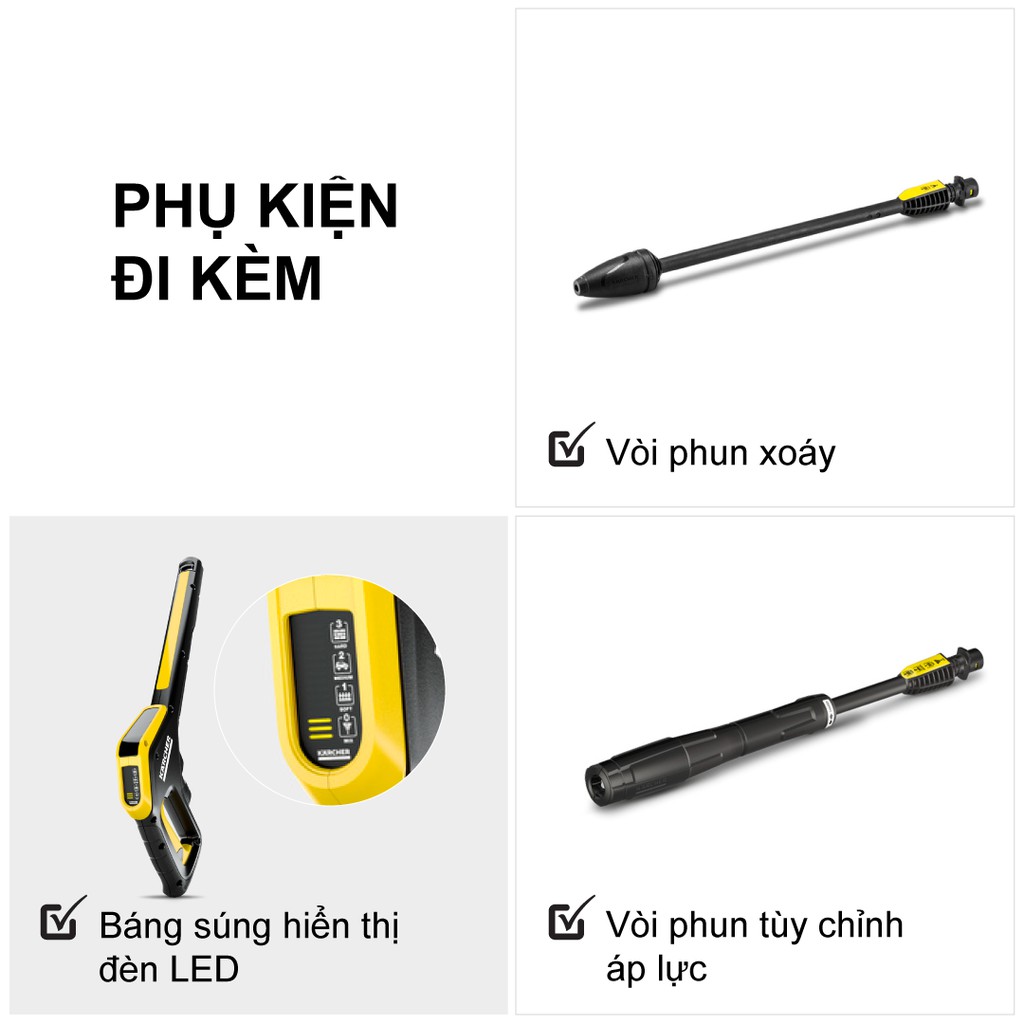 (Sản xuất Ý) Máy xịt rửa xe cao áp Karcher K5 power control động cơ từ 2100w, áp lực 20-145 bar, lưu lượng nước 500l/h