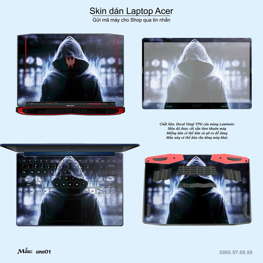 Skin dán Laptop Acer in hình Anonymous (inbox mã máy cho Shop)