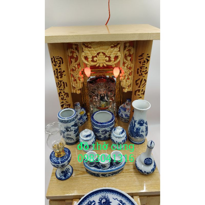 Bộ đồ thờ men lam 36cm