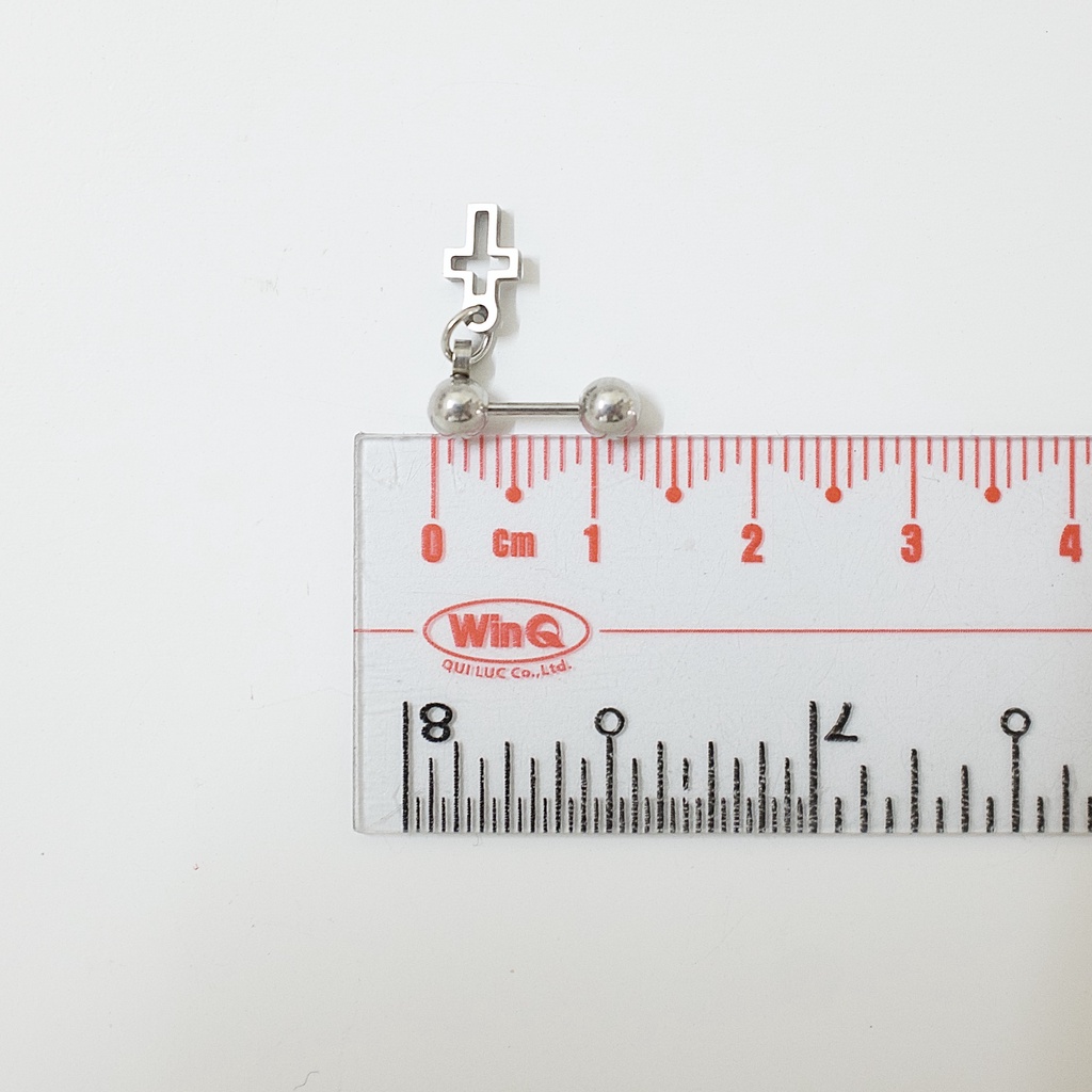 Khuyên Tai Titan Unisex Có Charm Thánh Giá Rỗng Bi Tròn Không Gỉ Sét Không Ngứa Bông Tai Julies Box 66