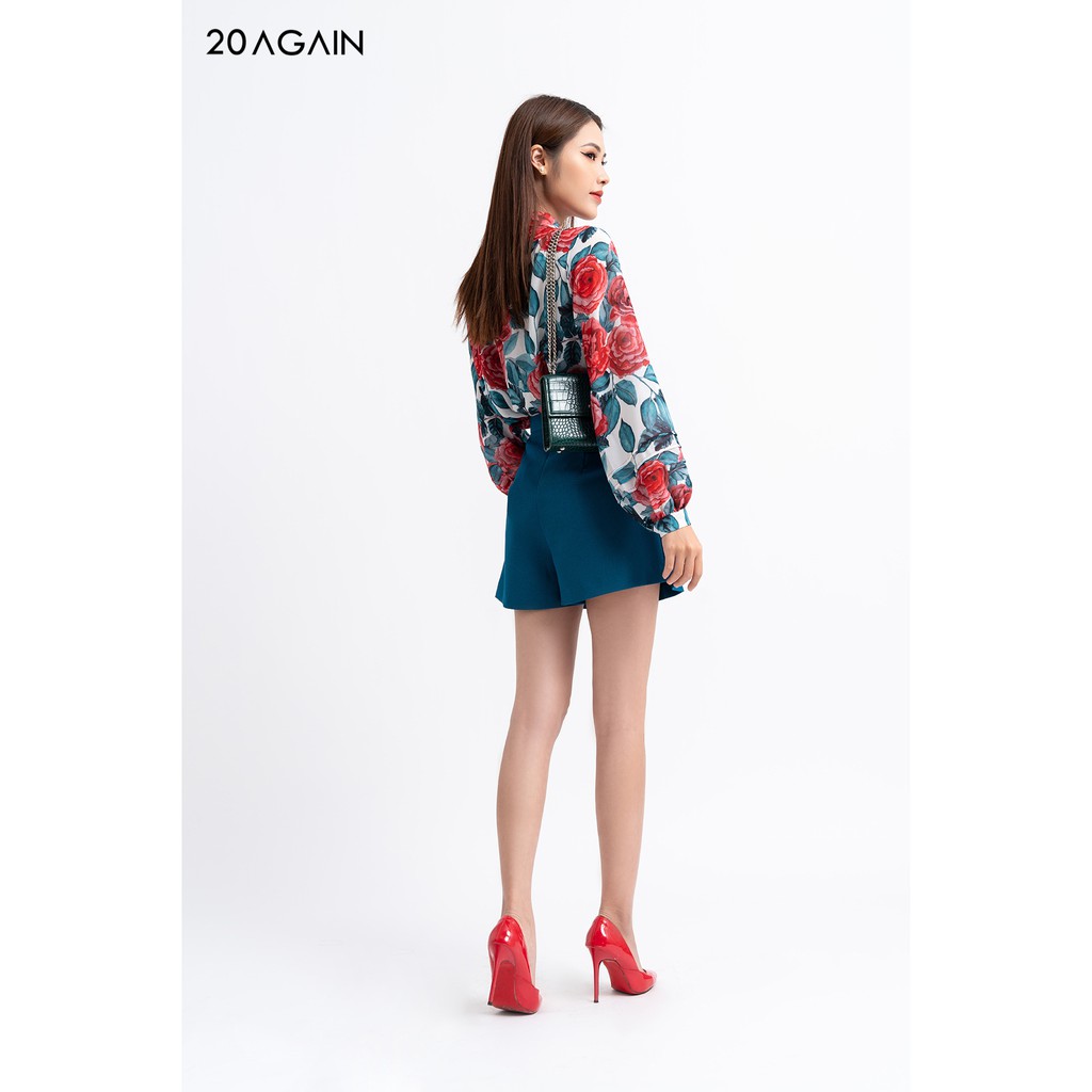 Quần short nữ 20AGAIN, ống rộng, dáng xòe, cúc bọc, SVC0041 | BigBuy360 - bigbuy360.vn