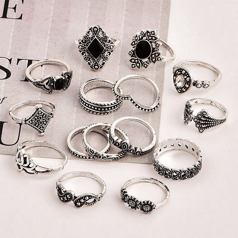 Set 15 chiếc nhẫn kim loại thiết kế độc đáo cho nữ | BigBuy360 - bigbuy360.vn