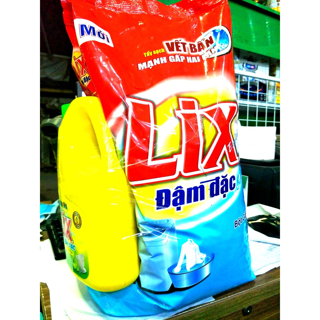 Bột giặt Lix Extra đậm đặc túi 6kg tặng (rửa chén 1.5l)