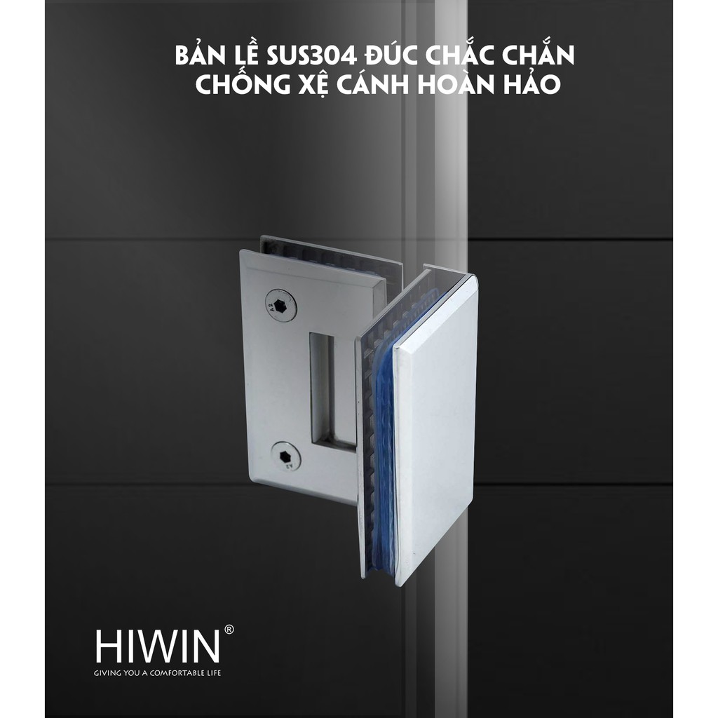 Bộ phụ kiện vách tắm kính kết cấu 90 độ kính - kính SUS304 Hiwin PKF-90KK