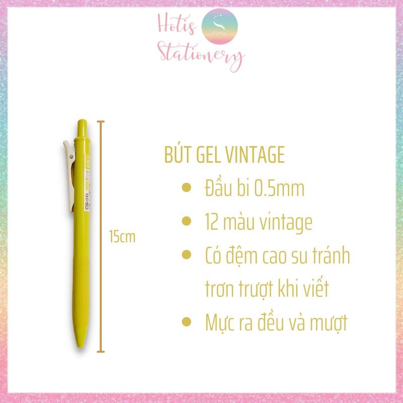 [HOTIS] Bút gel vintage Light Retro Gel Pen 0.5mm - 20 màu