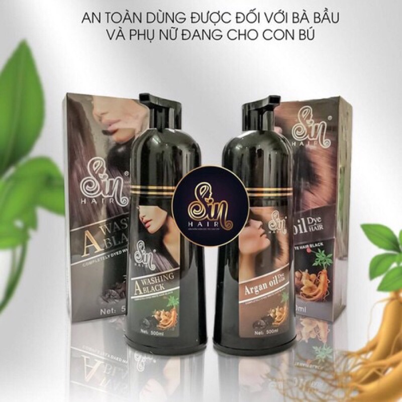 Dầu gội phủ bạc nhân sâm SIN HAIR, dầu gội nhuộm tóc số 1 Nhật Bản 100% tự nhiên chính hãng đầy đủ tem phụ cty