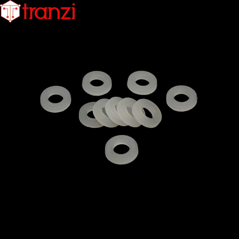 Long đen phẳng nhựa trắng M3x6+1,2 - túi 200 cái