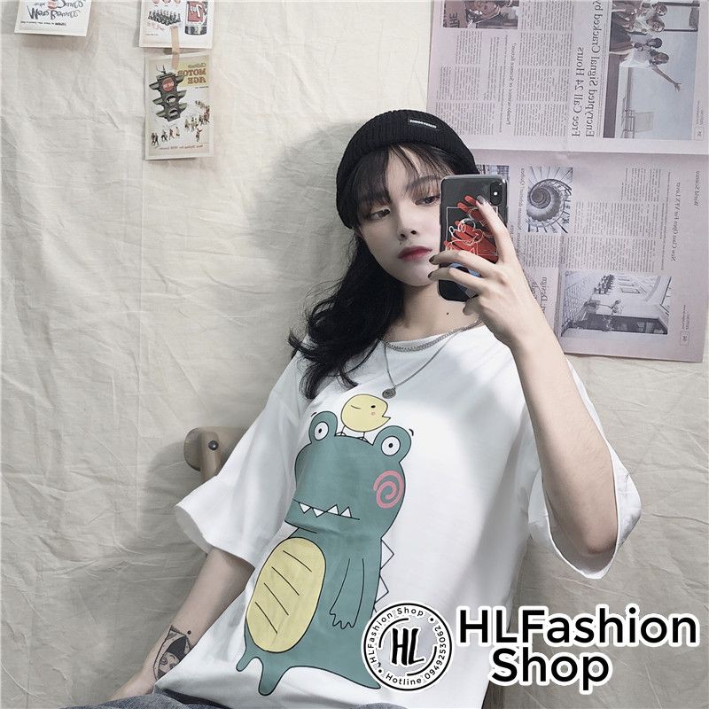 Áo phông nữ nam Unisex form rộng khủng long bụng bự, áo thun tay lỡ HLFashion | BigBuy360 - bigbuy360.vn