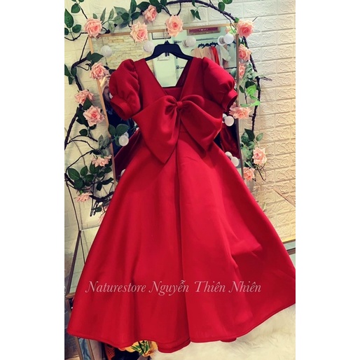 👗 ĐẦM CÔNG CHÚA ĐI TIỆC XỐP CỔ VUÔNG NƠ LƯNG BIGSIZE , có hình thật khách mặc 👗