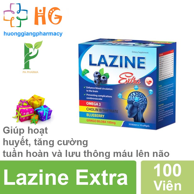 Bổ huyết dưỡng não Lazine Extra - Giúp làm giảm và cải thiện đau đầu, hoa mắt chóng mặt, ù tai, suy giảm trí nhớ