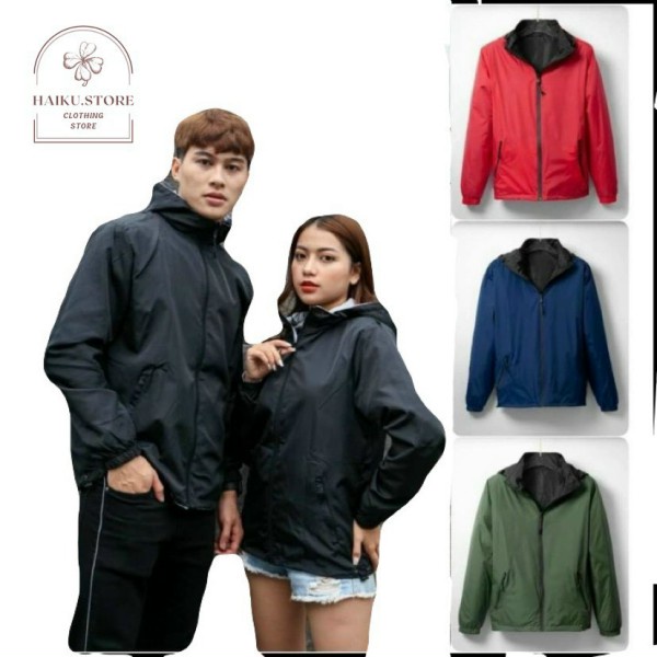 Áo Khoác Gió Nam Nữ Hai Mặt Haiku.Store Áo Gió Hai Lớp Chống Nước Chống Gió Size M đến XL