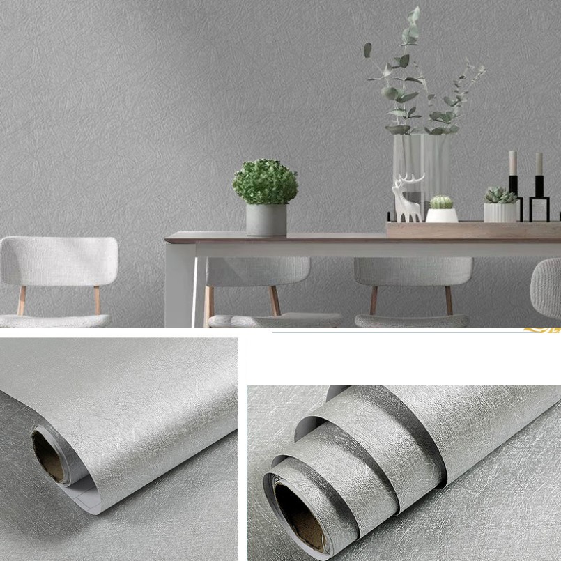 1 mét decal giấy dán tường BẠC SỢI khổ 45cm keo sẵn bóc dán