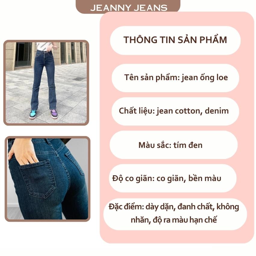 Quần jean ống loe Jeanny Jeans nữ lưng cao trơn dài co giãn chất đẹp hàng cao cấp  LY0883