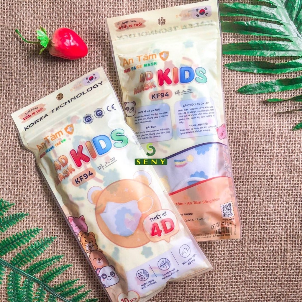 Thùng khẩu trang kf94 4d cho bé 4 lớp kháng khuẩn ngăn bụi thông thoáng chính hãng An Tâm thùng 300 cái_x30AT4DC