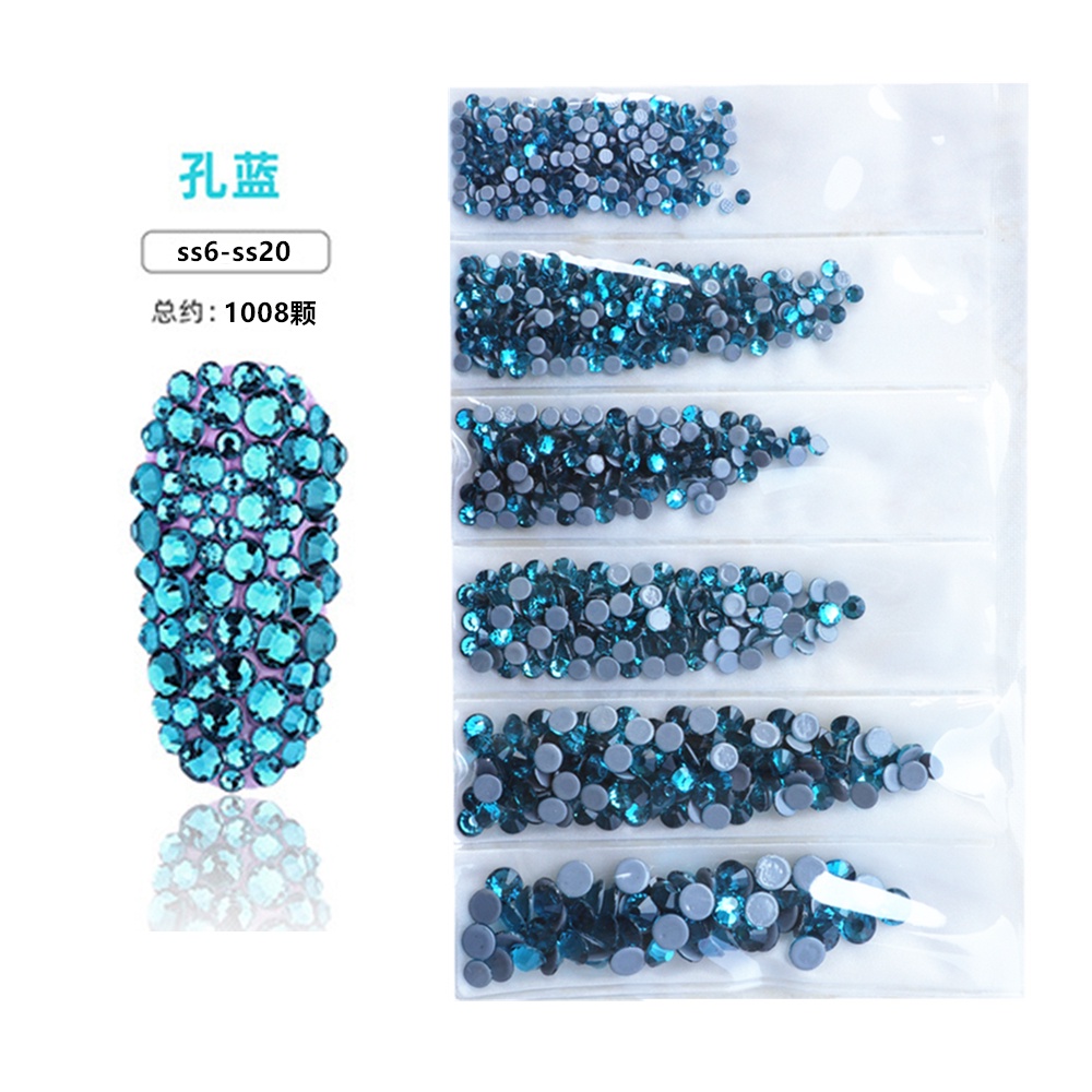 Túi 1000 Hạt Đá Lấp Lánh Đính Trang Trí Móng Tay ss6-ss20 Hỗn Hợp