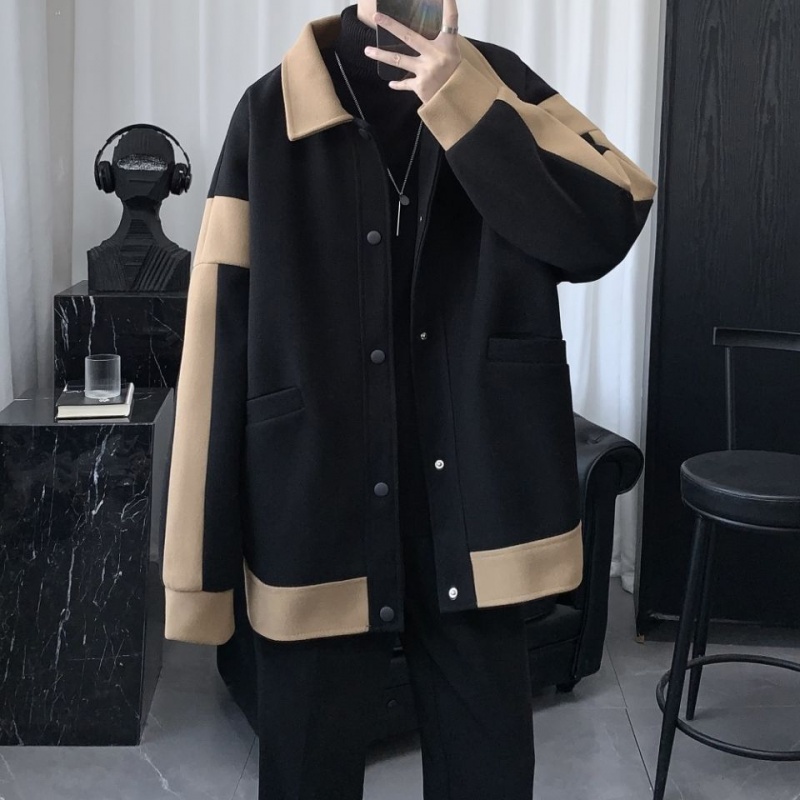 Áo Khoác Len Dày Dáng Rộng Phong Cách Hàn Quốc Thời Trang Thu Đông Mới Cho Nam