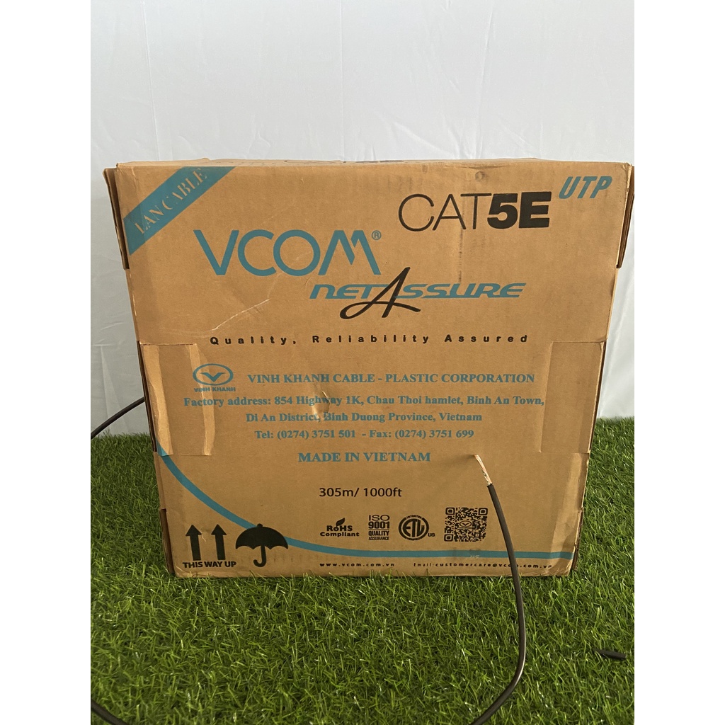 Cáp mạng ngoài trời .Cáp mạng VCOM CAT 5E UTP 24AWG 4PRS - Vỏ PE thùng 305M  HÀNG CHẤT LƯỢNG CAO