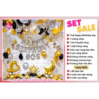 Set bóng trang trí sinh nhật Happy Birthday siêu xinh (Tặng kèm băng dính + bơm tay)