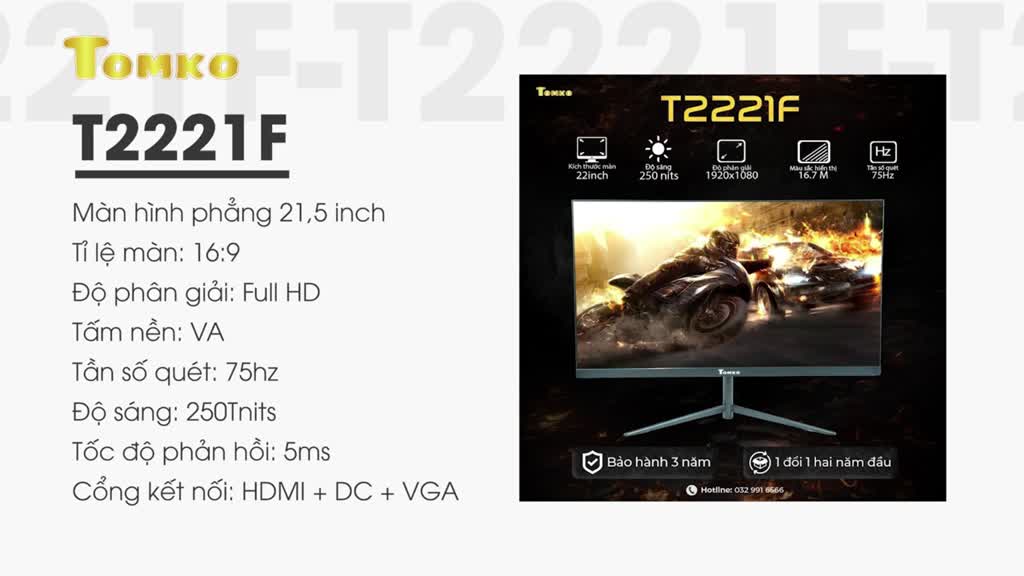 Màn Hình Tomko T2221F 22"FHD VA 75Hz 5ms AMD Freesync 3 Cạnh Chân-V | BigBuy360 - bigbuy360.vn