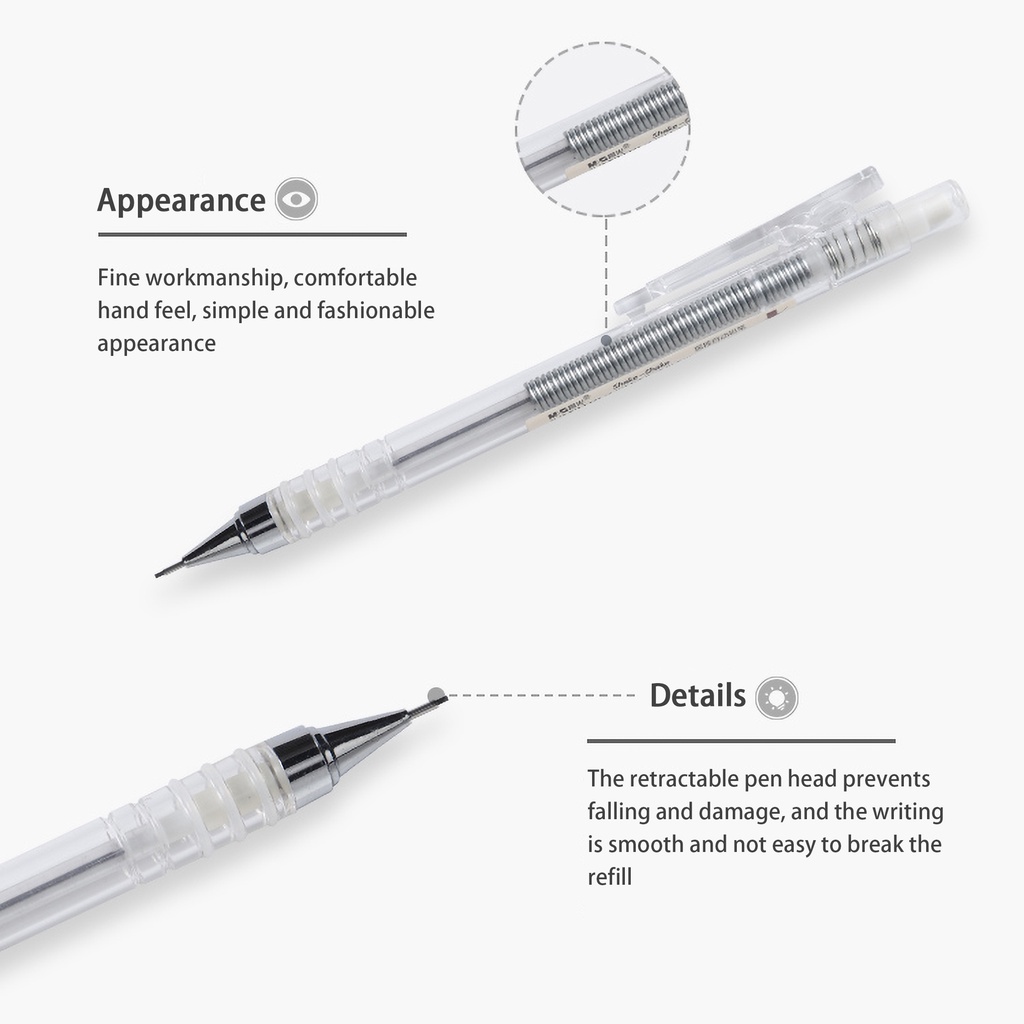 Bút Chì Bấm Ngòi 0.5mm 0.7mm Trong Suốt Thiết Kế Sáng Tạo