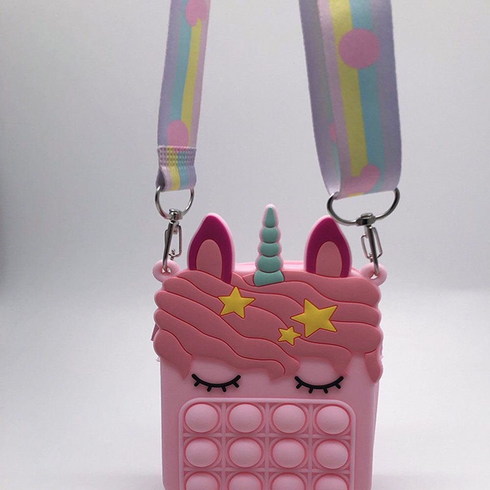 Túi đeo chéo hình kỳ lân màu cầu vồng dễ thương có khóa kéo