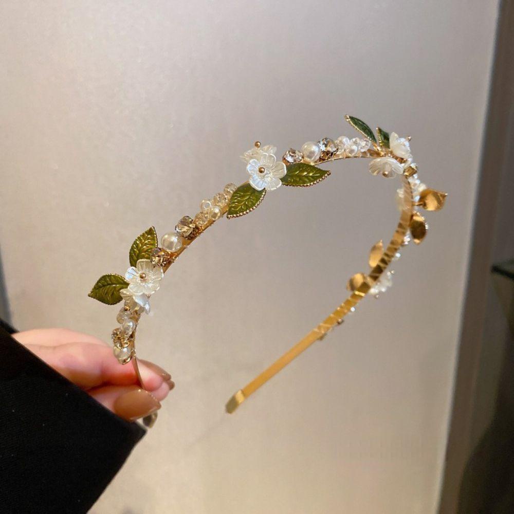 TWINKLE Băng Đô Cài Tóc Họa Tiết Hoa Lá Màu Xanh Lá Tươi Mới Thanh Lịch Cho Nữ