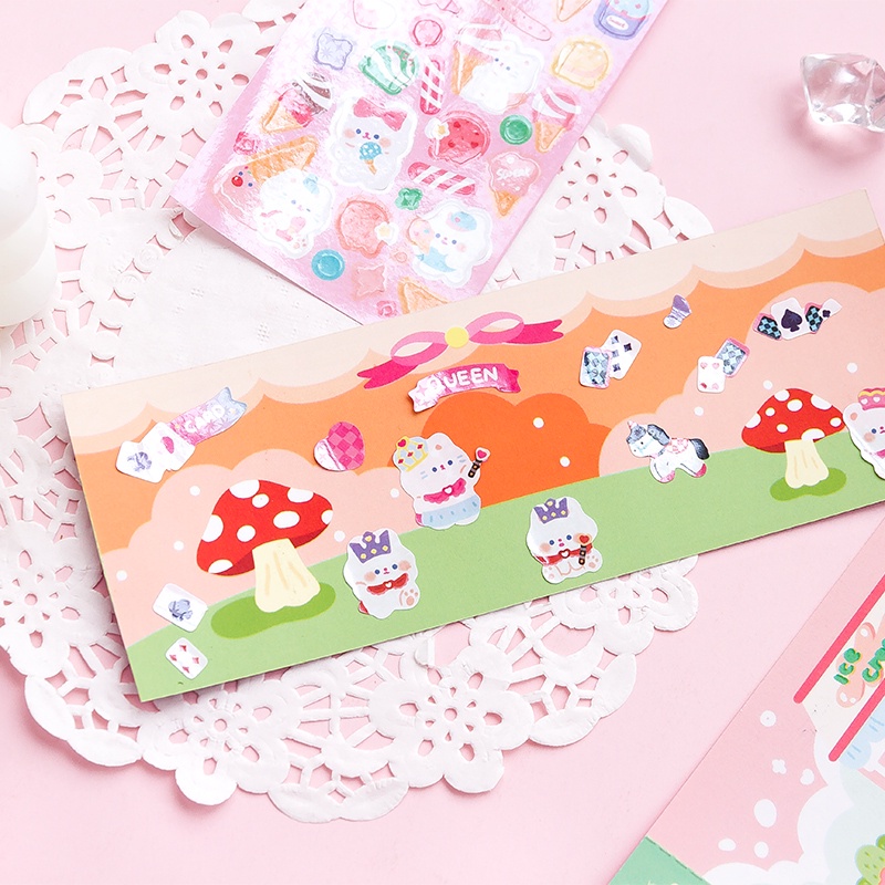 Bộ 2 Tờ Sticker Hoạt Hình Màu Cầu Vồng Đáng Yêu