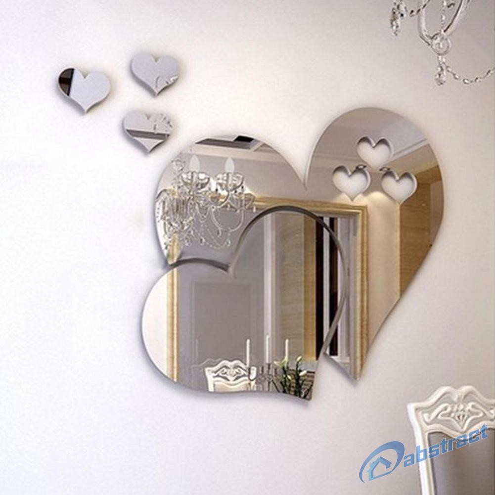 Sticker Dán Tường Họa Tiết Hình Trái Tim 3d Bằng Acrylic Dùng Trang Trí Nhà Cửa Diy