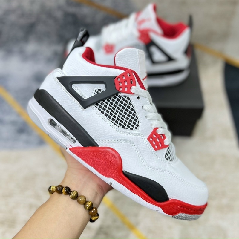 Giày jordan 4 trắng đỏ đen + full hộp giày