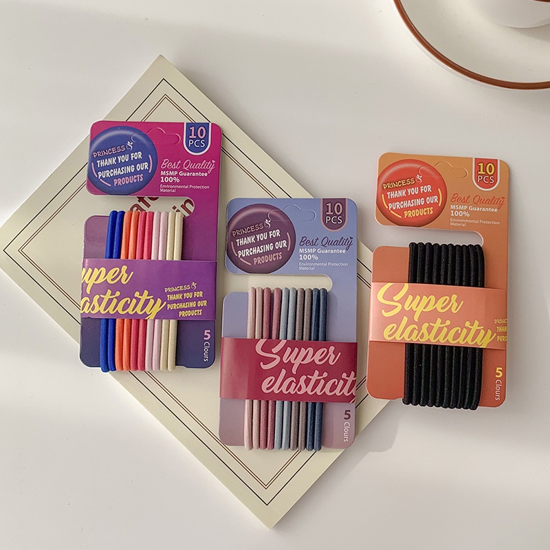 Bộ 10 Dây Buộc Tóc Cao Su Màu Sắc Ngọt Ngào Phong Cách Hàn Quốc Cho Nữ