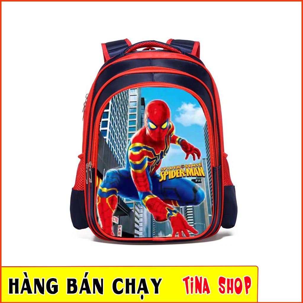 Balo cặp sách đi học bé trai hình 3D các nhân vật Siêu Nhân người nhện cấp 1 tiểu học lớp 1 2 TE6