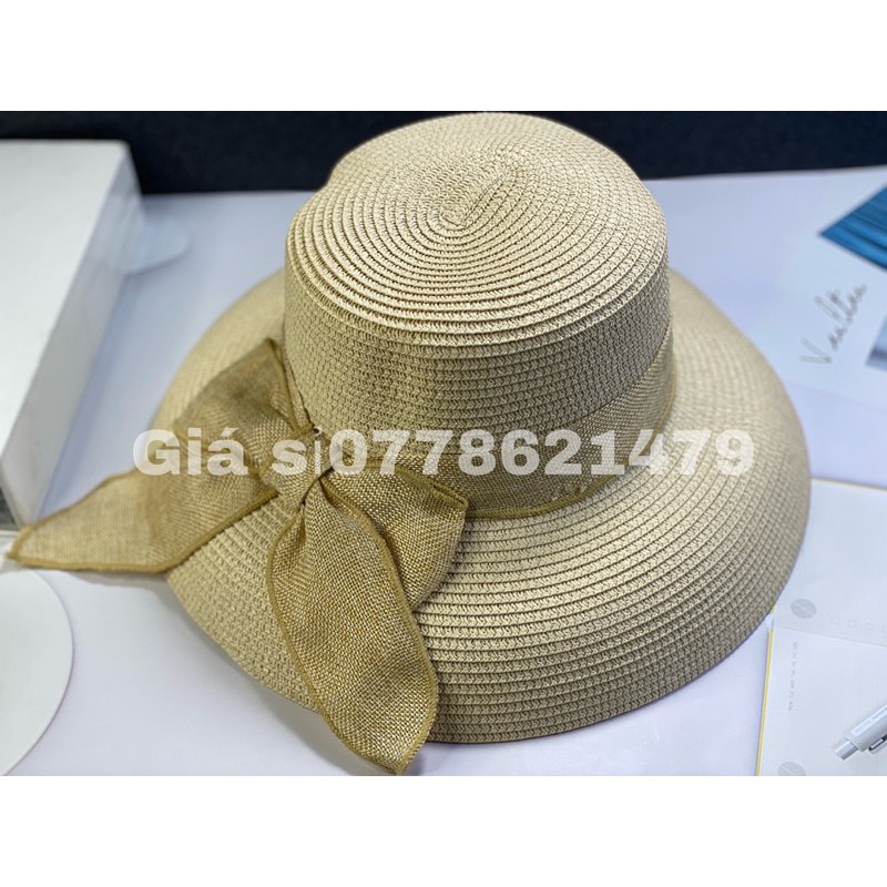 Mũ cói dây lồng đèn cột nơ du lịch đi biển thời trang nữ